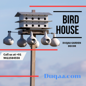Enhance your garden with Duqaa's handcrafted wooden bird houses, made from cedar, pine, and teak. Each birdhouse is designed to provide a secure home for birds and is crafted by artisans in Moradabad, Jaipur, and Delhi to offer timeless beauty and durability. Duqaa.com is a distinguished manufacturer and exporter of ornamental handicrafts based in Mumbai, India. Our birdhouses combine exquisite craftsmanship with practical design, making them an excellent addition to any garden.