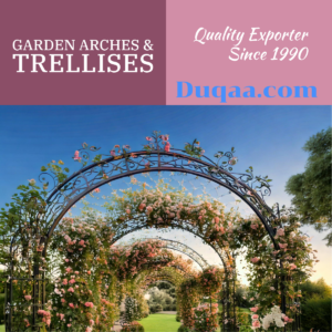 Elevate your garden’s design with Duqaa’s handcrafted arches, trellis, and obelisks! 🌸 These durable and elegant garden structures, made from wrought iron, wood, and metal, offer both beauty and practicality. Perfect for climbing plants or adding character to any outdoor space. Proudly made in Mumbai, India. 🌿🏡 #Duqaa #OutdoorDesign #GardenStructures #TrellisDecor #ObeliskStyle #HandmadeInIndia